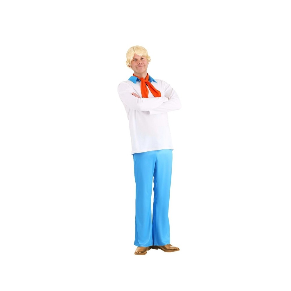 Mens Fred Jones Costume Mystery Inc Leader Scooby Doo Detective Halloween Outfit